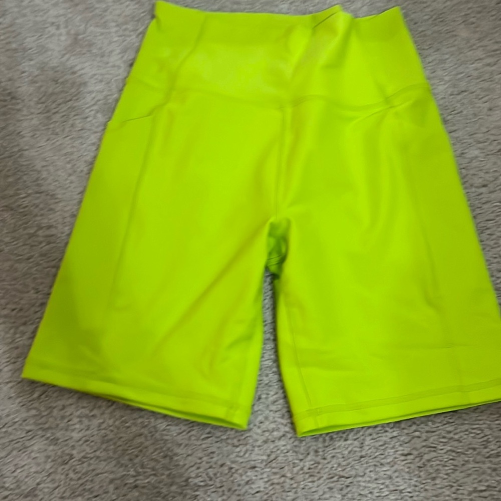 Neon green biker shorts